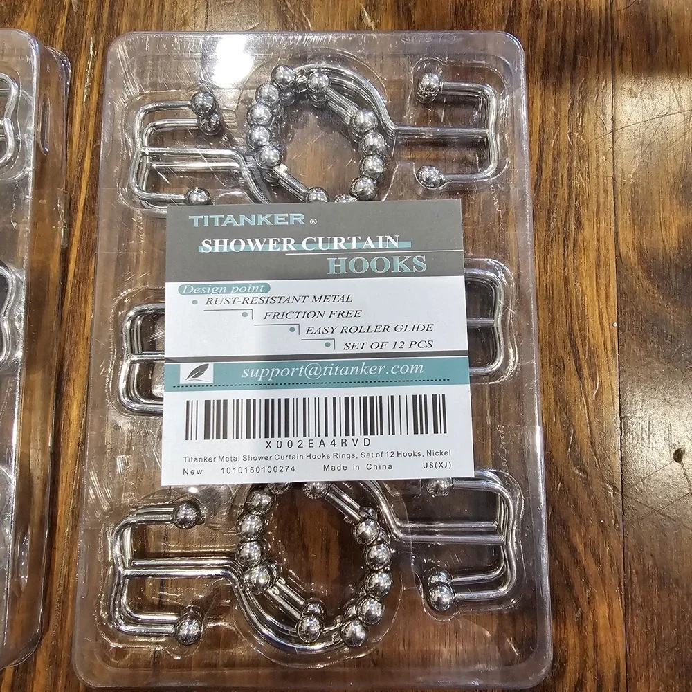Titanker Shower Curtain Double Hooks Rust Resisitant